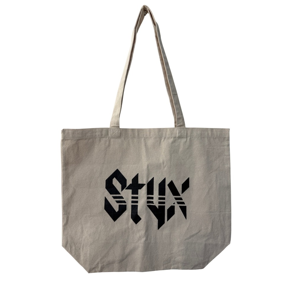 Styx Band‎ Logo Canvas Tote Bag Classic Rock Music Merch Beige Black Graphic
